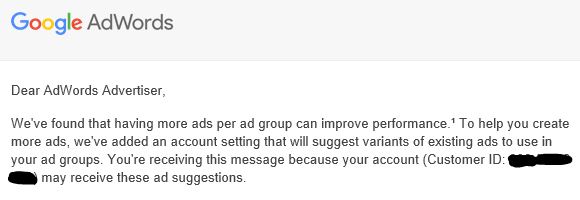 Google Adwords Notification